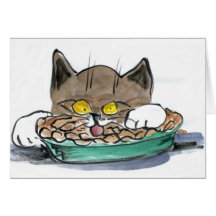 Kitten Tastes the Thanksgiving Day Pie Greeting Card