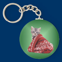 kitten_toque_rnd_ornament keychains