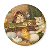 Kittens and Chicks Easter Greeting Refrigerator Magnets