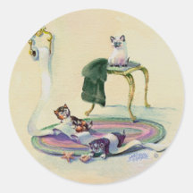 KITTENS in the BATHROOM by SHARON SHARPE Sticker