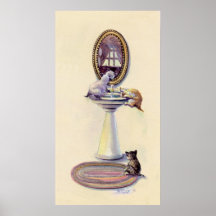 KITTENS & MIRROR by SHARON SHARPE Poster