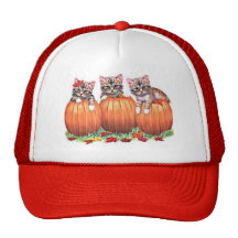Kittens on Pumpkins for Halloween Trucker Hat
