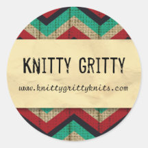 Kitting Crochet Chevron Red Teal  Label Sticker