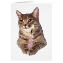 Kitty avec la bougie d'anniversaire carte de vœux