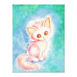 Kitty Cat in Soft Pastel Hues Stretched Canvas Print