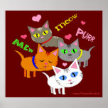 Kitty Cat Love Art Poster Print 2
