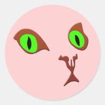 KITTY FACE ROUND STICKERS