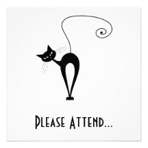 Kitty fantaisie noir 3 invitations personnalisées
