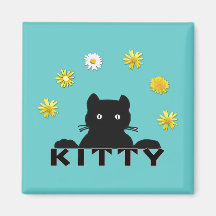 Kitty Flowers Fridge Magnet