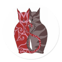 Kitty Love Round Stickers