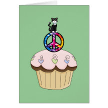 Kitty Peace Cupcake Greeting Card