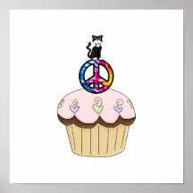 Kitty Peace Cupcake Print