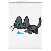 Kitty Playing With His Mouse Toy Cards