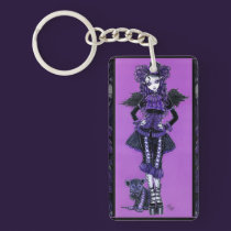 Kitty Purple Gothic Victorian Angel Keychain key chains