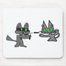 Kitty Taking On A Crosseyed Karate Cat Mouse Pads