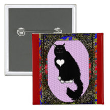 kitty valentine pinback button