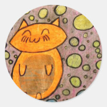 Kitty with Bubbles Round Stickers