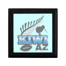 KIWI AZ rugby bird and silver fern Jewelry Boxes