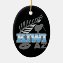KIWI AZ rugby bird and silver fern New Zealand Ornaments