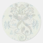 kiwi green art nouveau pattern art round sticker