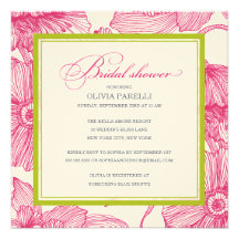 KIWI + PINK FLOWERS | BRIDAL SHOWER INVITE