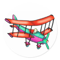Kleines Flugzeug Runder Aufkleber