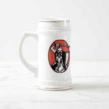 Knight Crusader With Sword Riding Horse Retro Mug