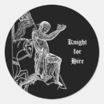 Knight for Hire Round Sticker