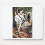 Knight lady white horse medieval romantic mousepad