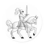 Knight On Horseback Round Stickers