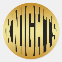 KNIGHTS - GOLD TEXT ROUND STICKERS