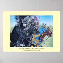 Knights on horses historic realist art poster
