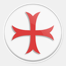 Knight's Templar Cross Symbol Round Stickers