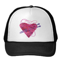 kniting pink heart hats