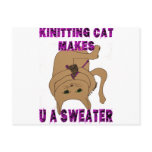 Knitting Cat Makes U A Sweater Postcard