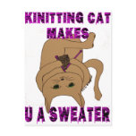 Knitting Cat Makes U A Sweater Post Card