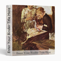 Knitting End Girl On The Bench By Leibl Wilhelm Binders