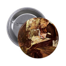 Knitting End Girl On The Bench By Leibl Wilhelm Pinback Buttons
