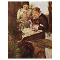 Knitting End Girl On The Bench By Leibl Wilhelm Custom Flyer