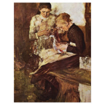 Knitting End Girl On The Bench By Leibl Wilhelm Customized Letterhead