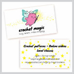 knitting fairy cute monster flying ball of yarn... business card template