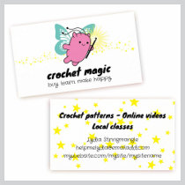 knitting fairy cute monster flying ball of yarn... business card template