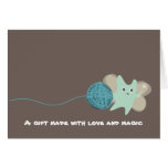 knitting fairy cute monster flying ball of yarn... cards