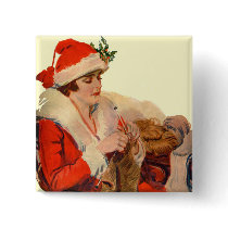 Knitting for Christmas Pinback Button