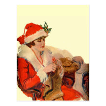 Knitting for Christmas Postcard