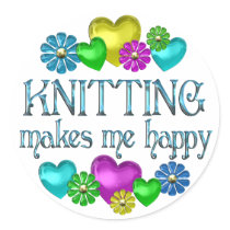 Knitting Happiness Round Sticker