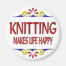 Knitting Makes Life Happy Fridge Magnet