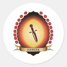 Knives Mandorla Round Stickers