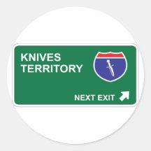 Knives Next Exit Round Sticker