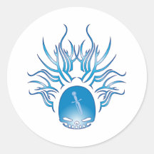 Knives Skull Round Sticker